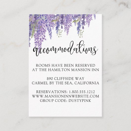 ウィステリアエレガントツリーパープル結婚ズ・アコモデーション エンクロージャーカード (正面)