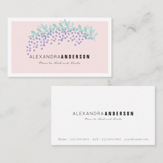 ウィステリアエレガント赤面ピンクモーミービジネスカード コーリングカード (正面/裏面)