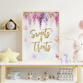 ウィステリアグリッターバタフライ誕生日スイーツトリート ポスター