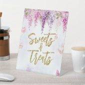 ウィステリアグリッターバタフライ誕生日スイーツトリート 台座サイン (インサイチュ)