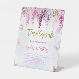 ウィステリアグリッターバタフライ誕生日タイムカプセル 台座サイン