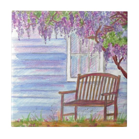 ウィステリアツリーガーデンベンチハウスウィンドウ タイル (正面)