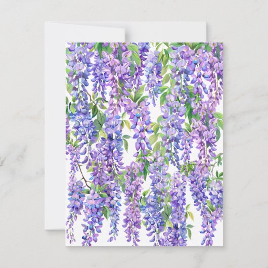 ウィステリアパープルフラワーズボタニカル庭園の結婚式 招待状 (裏面)