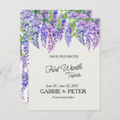 ウィステリアパープルフラワーズボタニカル庭園の結婚式 招待状 (正面/裏面)