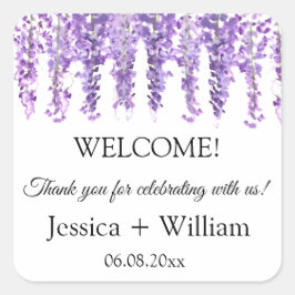 ウィステリアパープルフローラ新婦結婚ズ スクエアシール