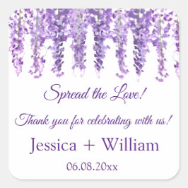 ウィステリアパープルフローラ新婦結婚ズ スクエアシール