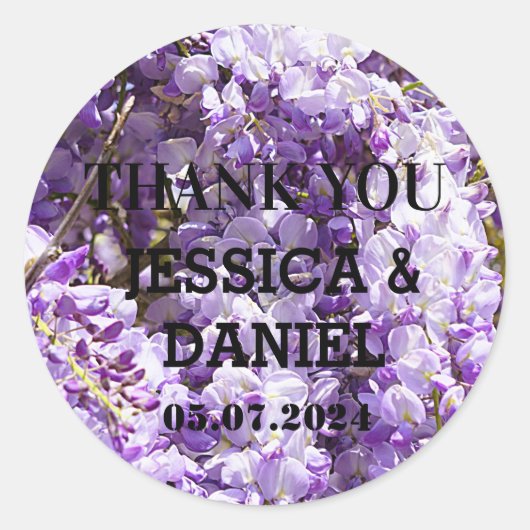 ウィステリアパープルフローラ花の木バイオレットクラス ラウンドシール (正面)