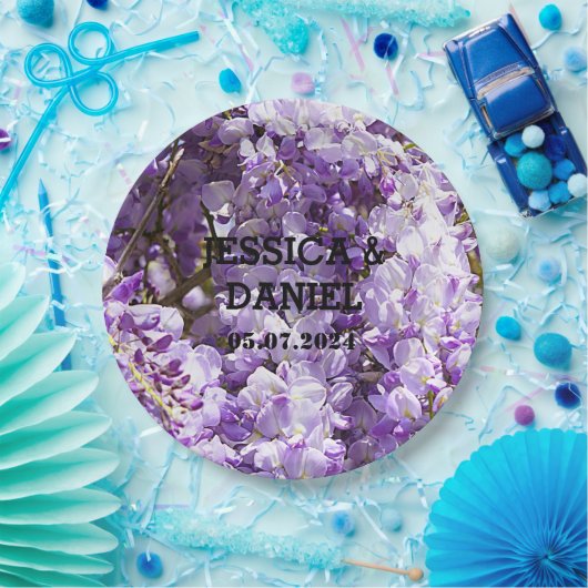 ウィステリアパープルフローラ花咲きスミレ ペーパープレート (パーティー)