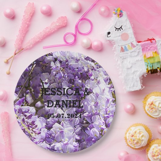 ウィステリアパープルフローラ花咲きスミレ ペーパープレート (パーティー)