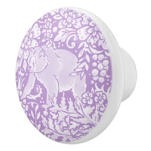 ウィステリアパープルベアフローラフォレストウッドランド セラミックノブ (右)