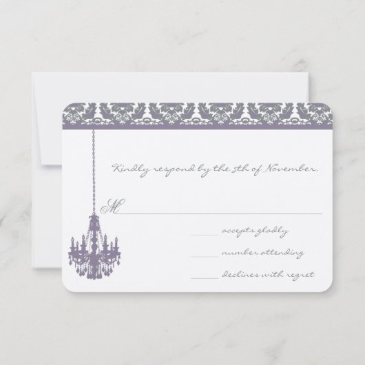 ウィステリアパープルヴィンテージシャンデリア応答カード 出欠カード (裏面)