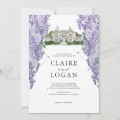 ウィステリアマンションダスティパープルウォーター結婚カラー 招待状 (正面)