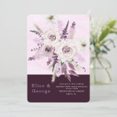 ウィステリアラベンダーホワイトロユニークーズ結婚 招待状 (スタンド正面)