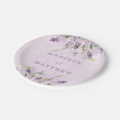 ウィステリアラベンダーホワイトローズシック結婚ズ ペーパープレート (アングル)