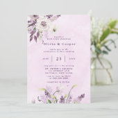 ウィステリアラベンダーホワイトローズシック結婚ズ 招待状 (スタンド正面)