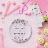 ウィステリアラベンダーホワイトローズシ結婚ック紙P ペーパープレート (パーティー)