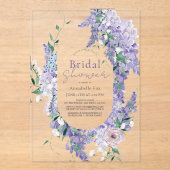 ウィステリアリースパープルウォーターブライダルシャワー アクリル招待状 (正面)