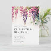 ウィステリアロマンティックガーデンパーティーピンクパープル結婚ズ 招待状 (スタンド正面)