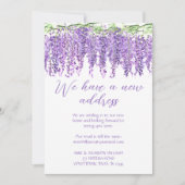 ウィステリア新しいアドレス移動パープルフローラ紫 招待状 (正面)