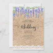 ウィステリア結婚フローラのク素朴ラフトレースルック 招待状 (正面)