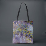 ウィステリア(離れ半分)by Claude Monet トートバッグ<br><div class="desc">クロード・モネのウィステリア(1917-1920)は、ヴィンテージの印象派の素晴らし美術スチル絵画ライフのフローラで、大きな作品の半分を取り上げ絵画てい離れる。フランスのジヴェルニーの庭でモネが描いた春の季節の藤の花の画の一部です絵を描。アーティストについて：クロード・モネ(1840-1926)は印象派の運動の創始者であフランスのり絵画、その絵画の大部分は「空中に浮かぶ」（野外に浮かぶ）スタイル印象派の風景である。</div>