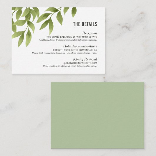 ウィスパリングウィロ結婚ーズ水彩詳細 エンクロージャーカード (正面/裏面)