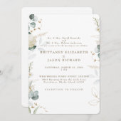 ウィスパリングエレガンスボタニカル結婚ホワイト 招待状 (正面/裏面)