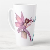 ウィスパリングムーンツインズピンクとターコイズの妖精 カフェラテマグ (左アングル)