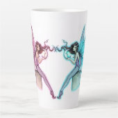 ウィスパリングムーンツインズピンクとターコイズの妖精 カフェラテマグ (正面)