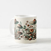 ウィスパリング・ウッズ：シームレスマッシュルーム・パターン・コレック コーヒーマグカップ (正面左)