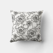 ウィスパーのバラエレガント、ラインアートフローラルパターン クッション (裏面)