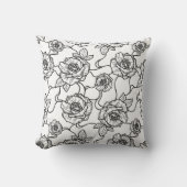 ウィスパーのバラエレガント、ラインアートフローラルパターン クッション (正面)