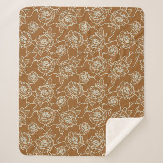 ウィスパーのバラエレガント、ラインアートフローラルパターン シェルパブランケット