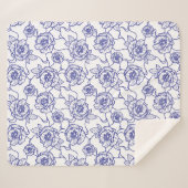 ウィスパーのバラエレガント、ラインアートフローラルパターン シェルパブランケット (正面(横))