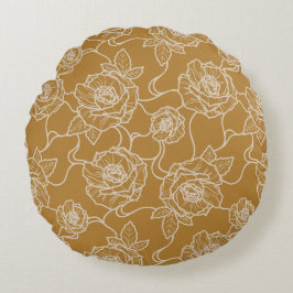 ウィスパーのバラエレガント、ラインアートフローラルパターン ラウンドクッション