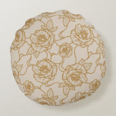 ウィスパーのバラエレガント、ラインアートフローラルパターン ラウンドクッション (裏面)