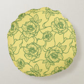 ウィスパーのバラエレガント、ラインアートフローラルパターン ラウンドクッション (裏面)