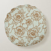 ウィスパーのバラエレガント、ラインアートフローラルパターン ラウンドクッション (裏面)