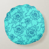 ウィスパーのバラエレガント、ラインアートフローラルパターン ラウンドクッション (裏面)