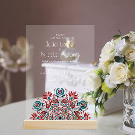 ウィスパーズレイクスワンロータスフラワーズマンダラ結婚ーズ アクリル招待状