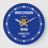 ウィスパーソナライズされたコンシン州旗デザインオンア ラージ壁時計 (正面)