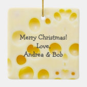 ウィスパーソナライズされたコンシン牛とチーズのクリスマス セラミックオーナメント (裏面)