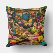 ウィスパー疑問に思ズ – バカラフルバタフライガーデン クッション (裏面)