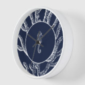 ウィスパー航海の:青と白のシーホース&サンゴ 壁時計 (傾斜)