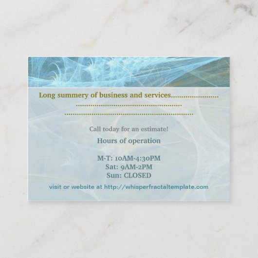 ウィスパー3D抽象芸術フラクタル実在エステート弁護士 名刺 (裏面)