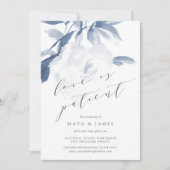 ウィスパー ブルー 愛は忍耐 ウェディング 延期のお知らせ 案内状 (正面)