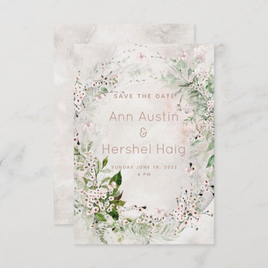 ウィスパー&赤面ウェディング日付カードを保存 セーブザデート (正面/裏面)