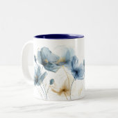 ウィスピーで優雅な水彩花セラミックマグ ツートーンマグカップ (正面左)