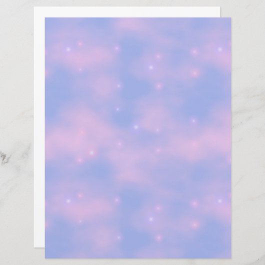 ウィスピーなピンクの雲と星のスクラップブック紙 (正面/裏面)