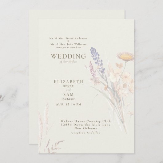 ウィスピーの植物性クリーム両親結婚の 招待状 (正面/裏面)